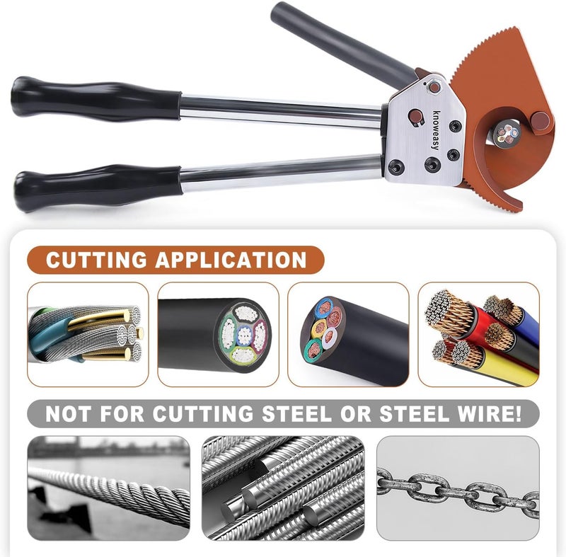 knoweasy Store Heavy-Duty Ratcheting Cable Cutters: Efficient J40 Wire Cutter for Large Copper, Aluminum, and Armored Cables up to 300 mm², Perfect for Electrical and Communication Cable Cutting - Image 4